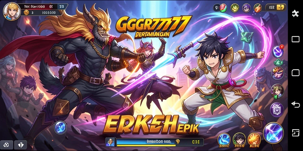 Screenshot GGR7777 menampilkan karakter Anime beraksi dalam pertarungan seru.