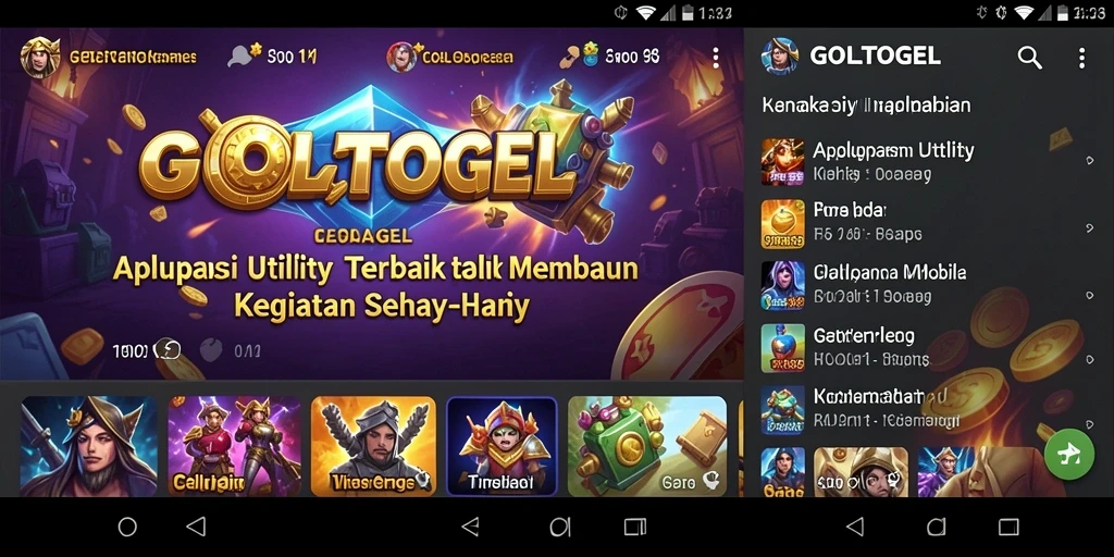Tampilan utama GOLTOGEL dengan fitur yang mudah diakses.