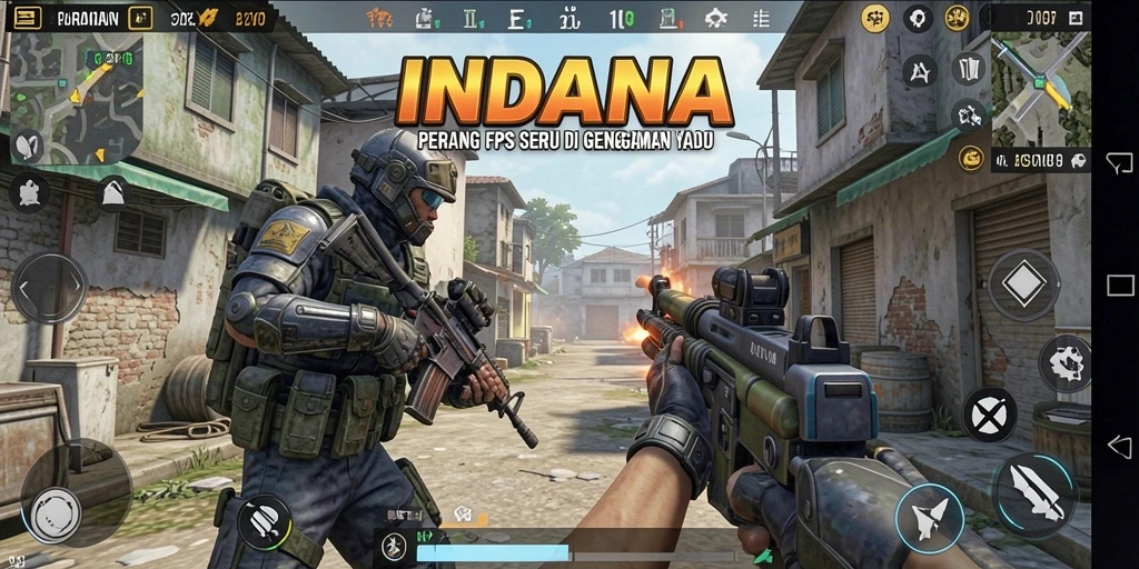 Screenshot tampilan seru gameplay INDAAA di medan perang.