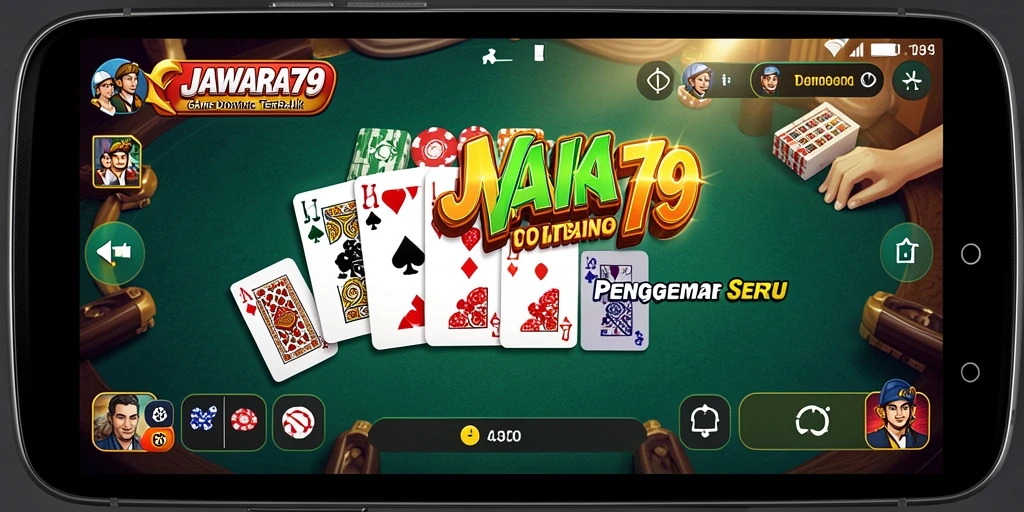 Screenshot JAWARA79 menampilkan gameplay seru Domino dengan teman-teman.